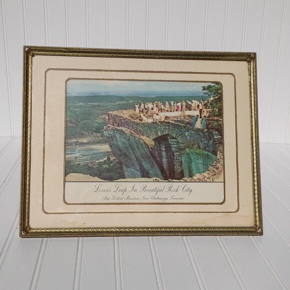 Vintage Framed Photo Lookout Mountain Tennessee Rock City Lovers Leap 1950s - Picture 2 of 11